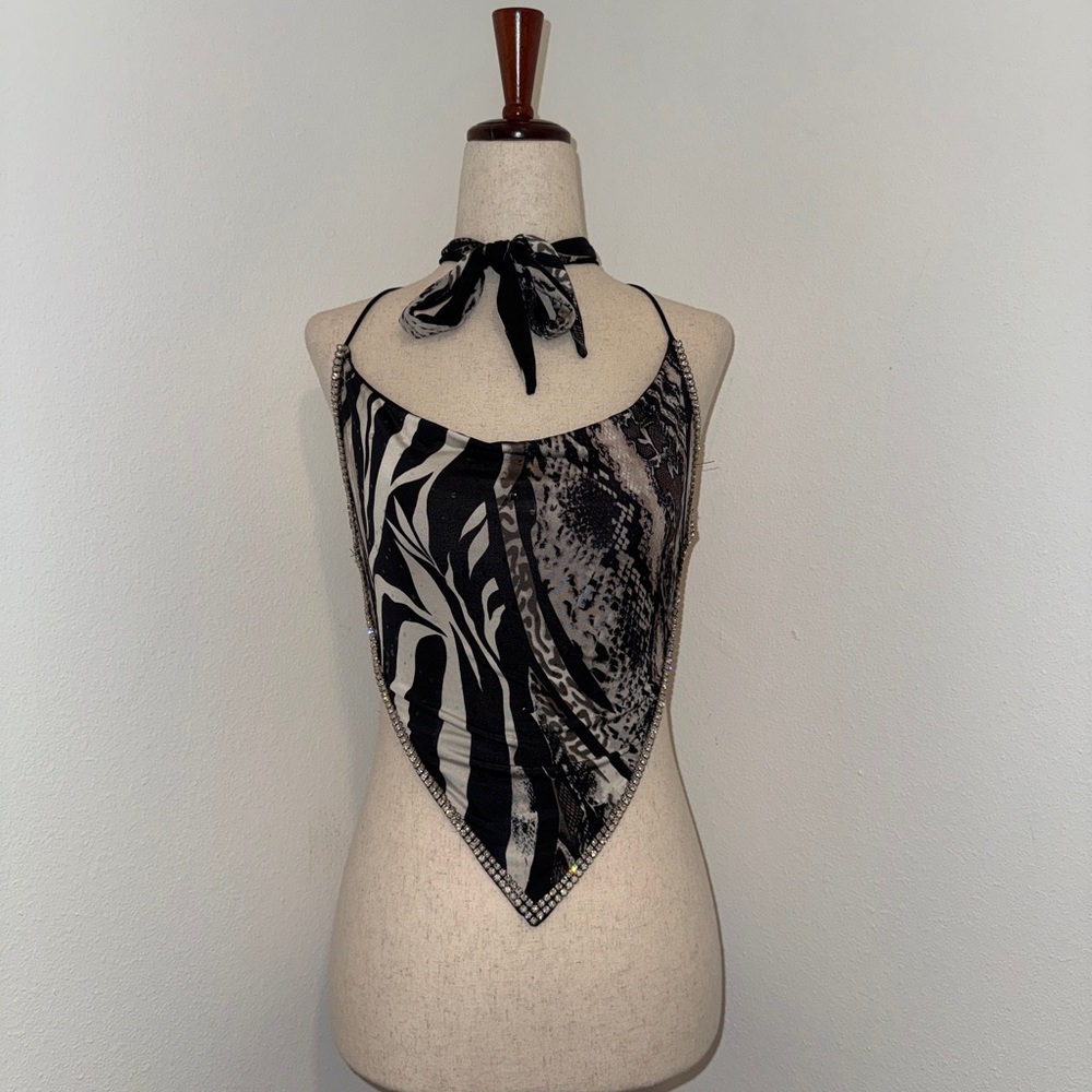 Black and White Halter Top